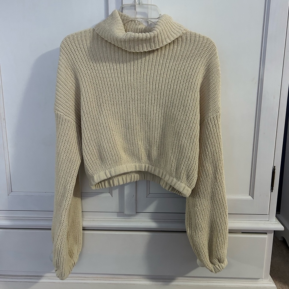 Forever 21 Cream Cowl Neck Sweater